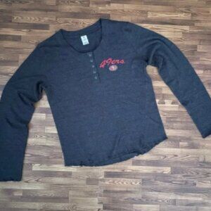 NFL San Fransisco 49ers Gray 1/4 Button Down Long Sleeve Top Large